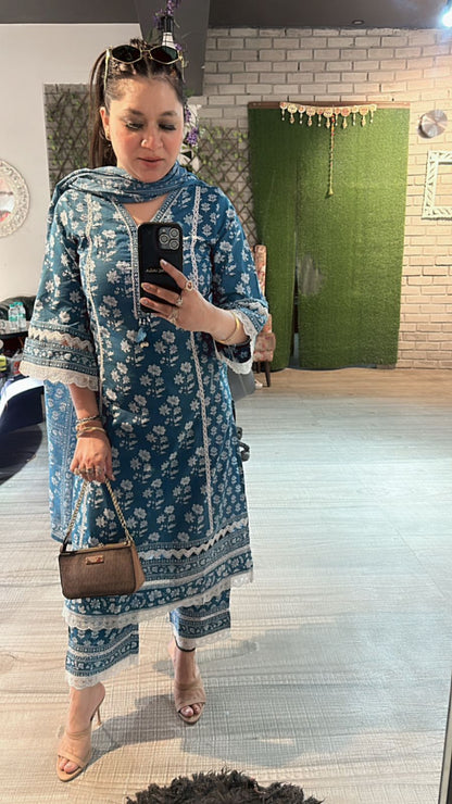 Laya Blue cotton suit