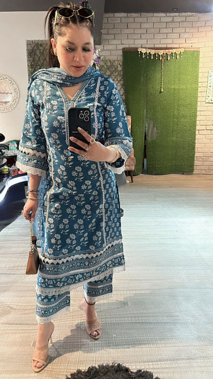 Laya Blue cotton suit