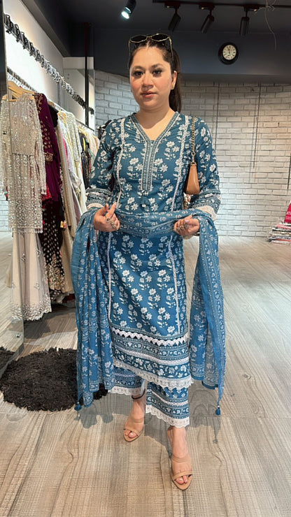 Laya Blue cotton suit
