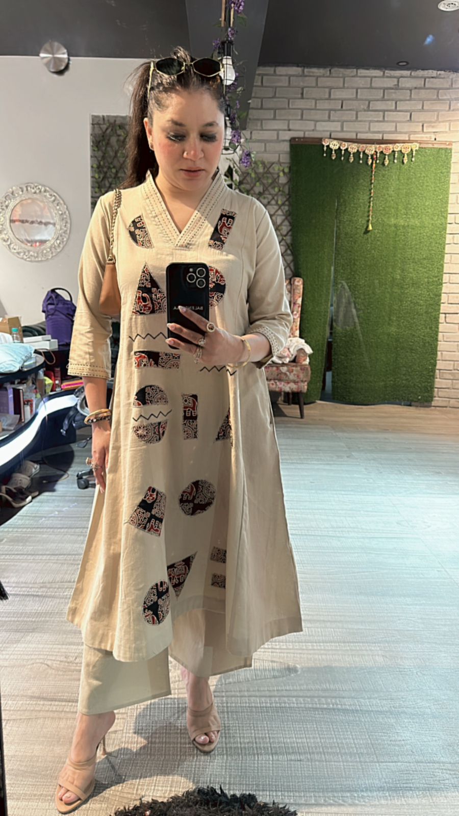 Geometric Beige cordset
