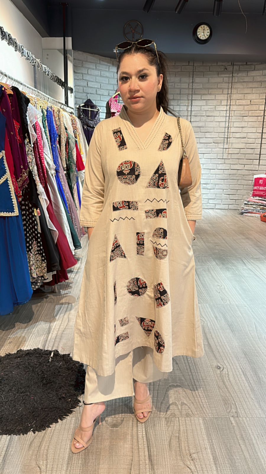 Geometric Beige cordset