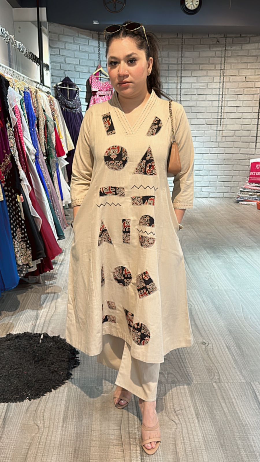 Geometric Beige cordset