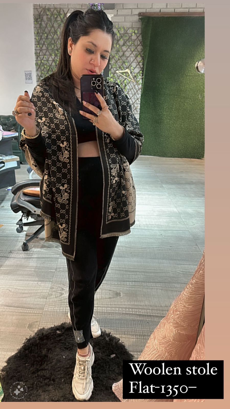 Black Gucci Mickey Stole