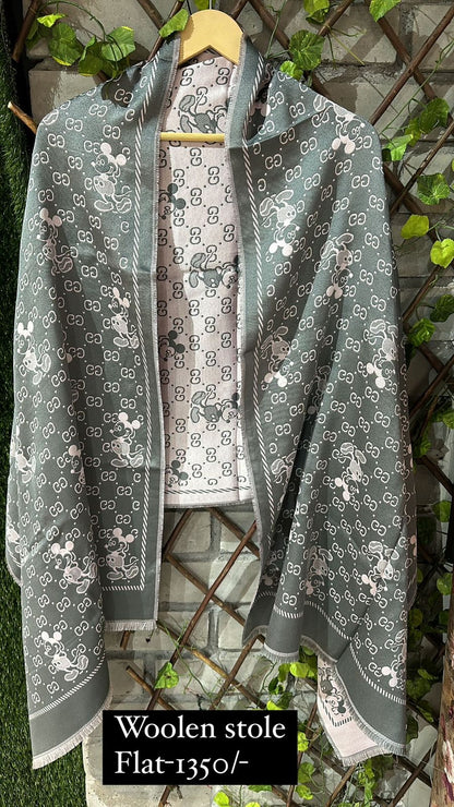 Grey Gucci Mickey Stole
