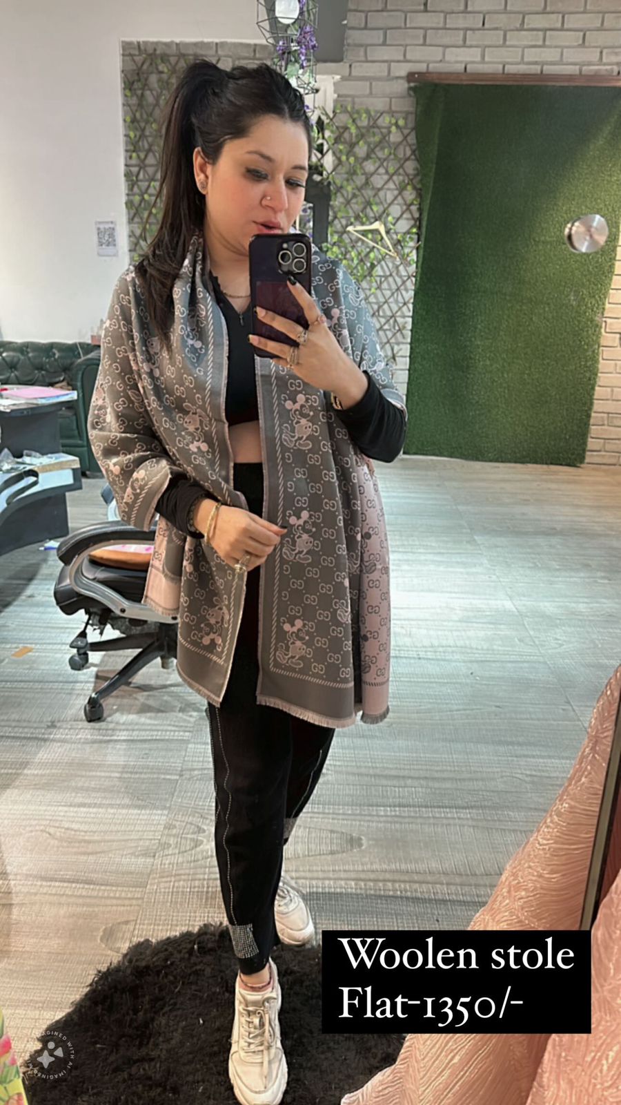 Grey Gucci Mickey Stole