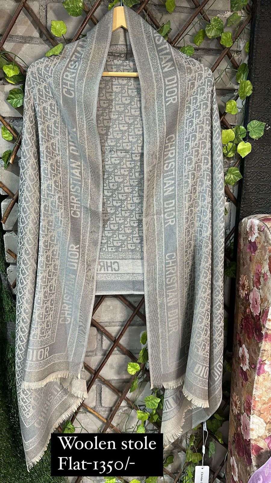 Grey Dior printed  Stole