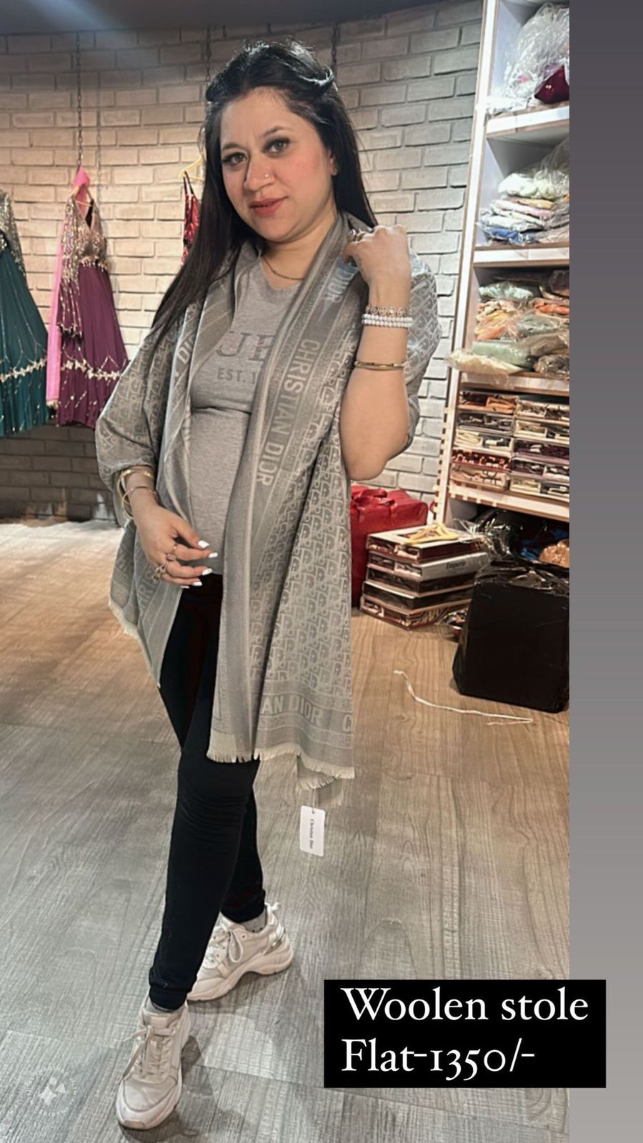 Grey Dior printed  Stole