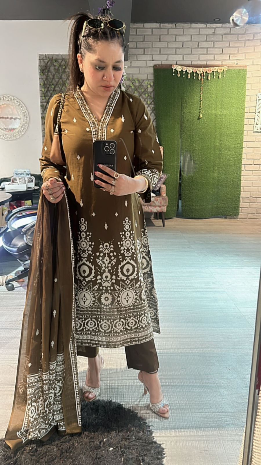 Coffee A Line cotton suit
