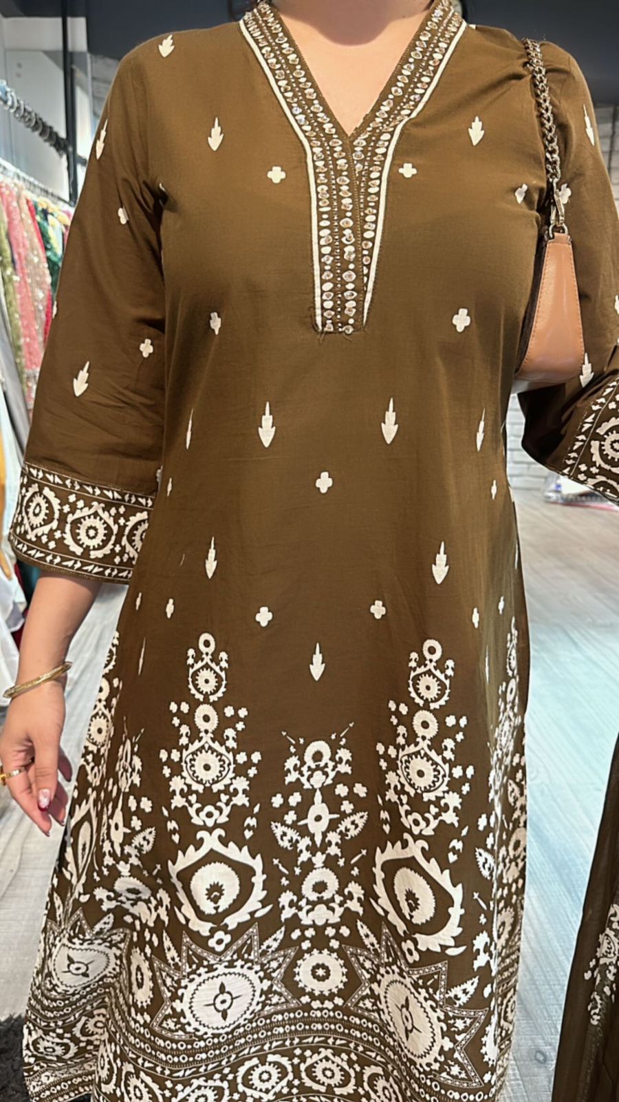 Coffee A Line cotton suit