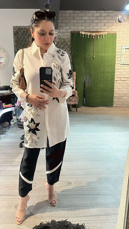 Clara Black white embellished cordset