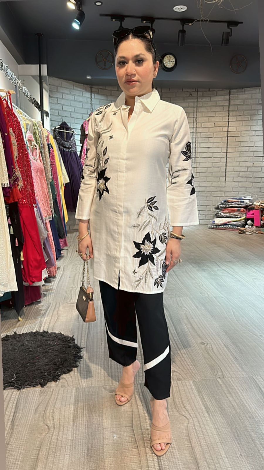 Clara Black white embellished cordset