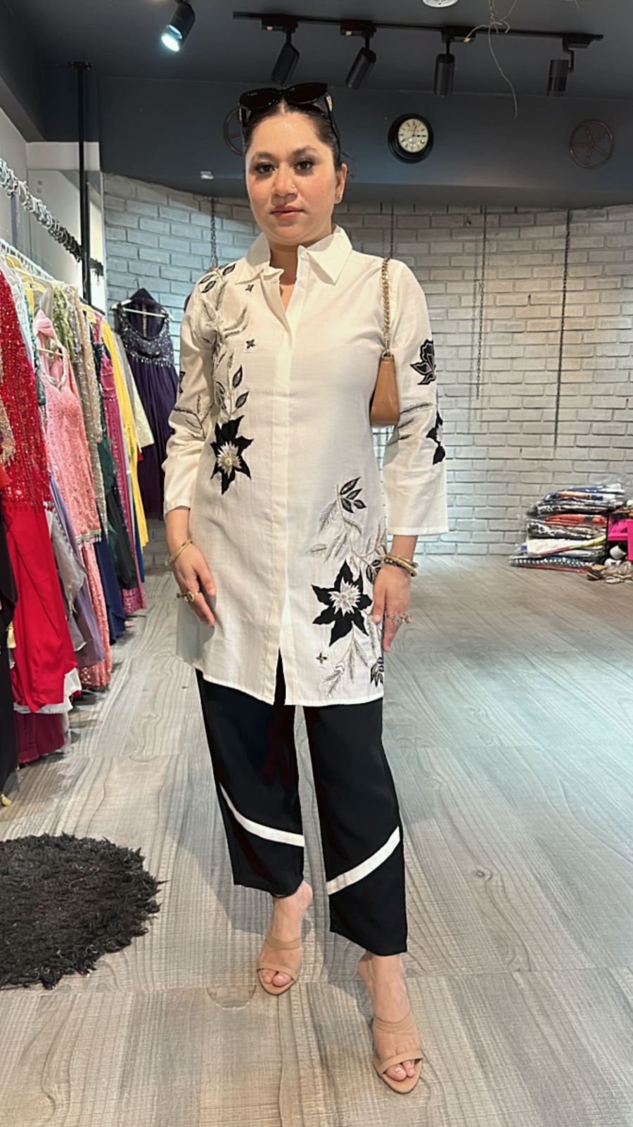 Clara Black white embellished cordset