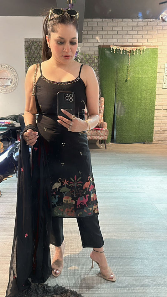 Raveena Black embroidered suit