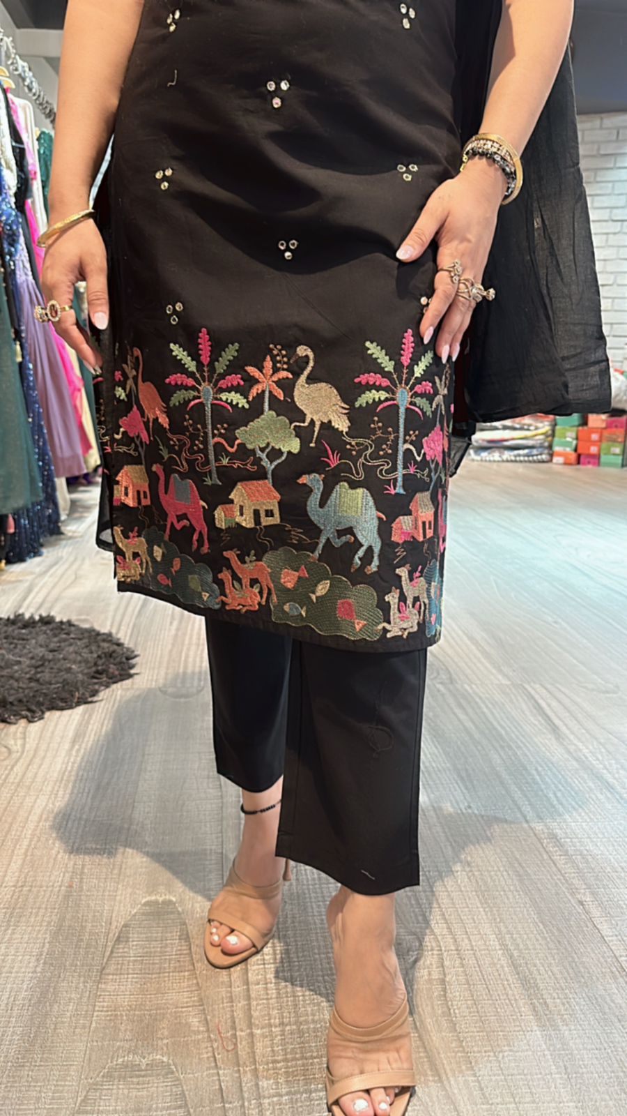 Raveena Black embroidered suit