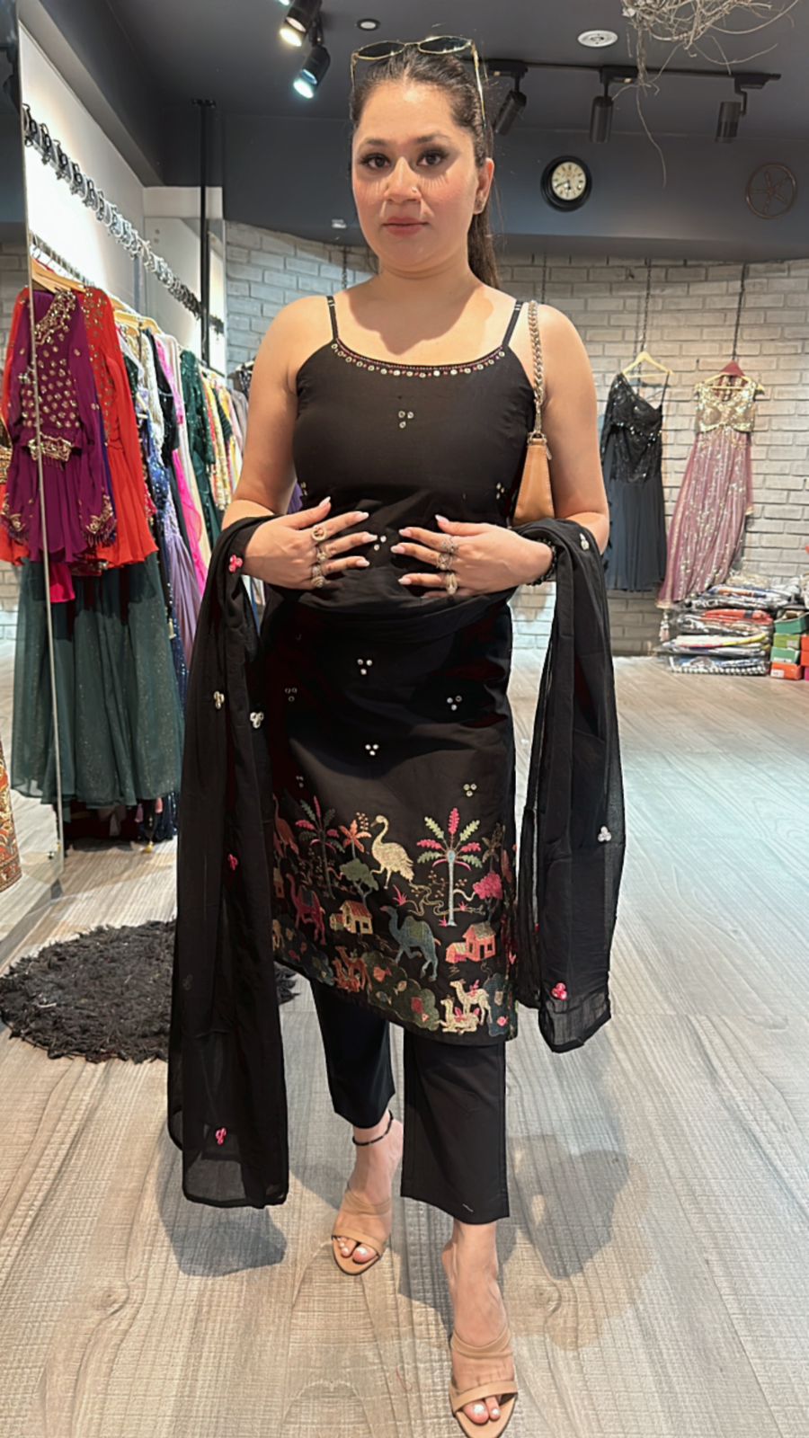 Raveena Black embroidered suit