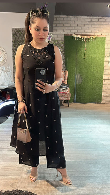 Anjum Black polka Mirror cordset