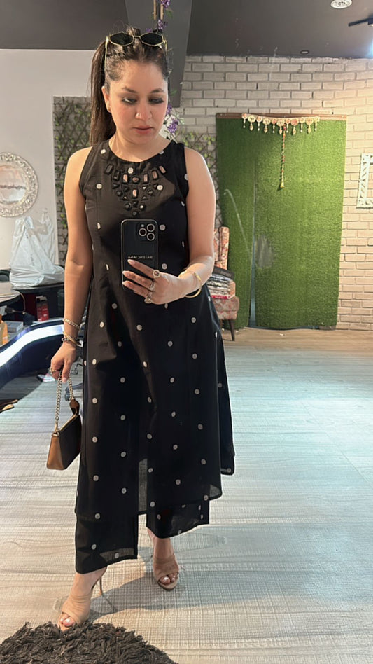 Anjum Black polka Mirror cordset
