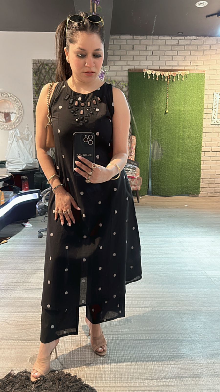 Anjum Black polka Mirror cordset