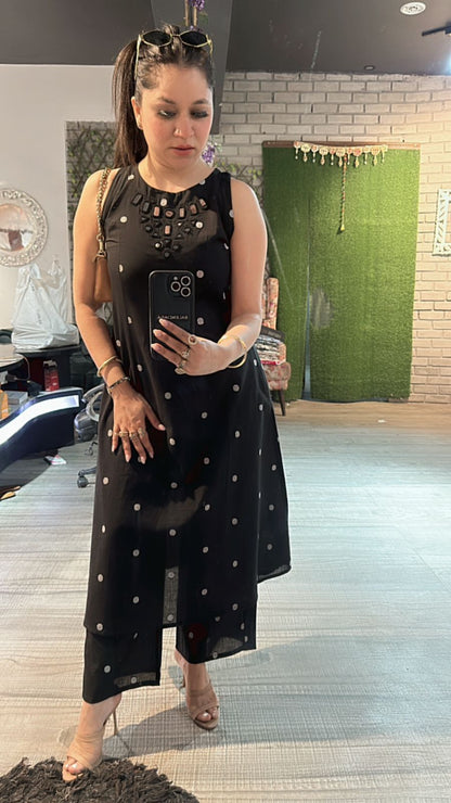 Anjum Black polka Mirror cordset