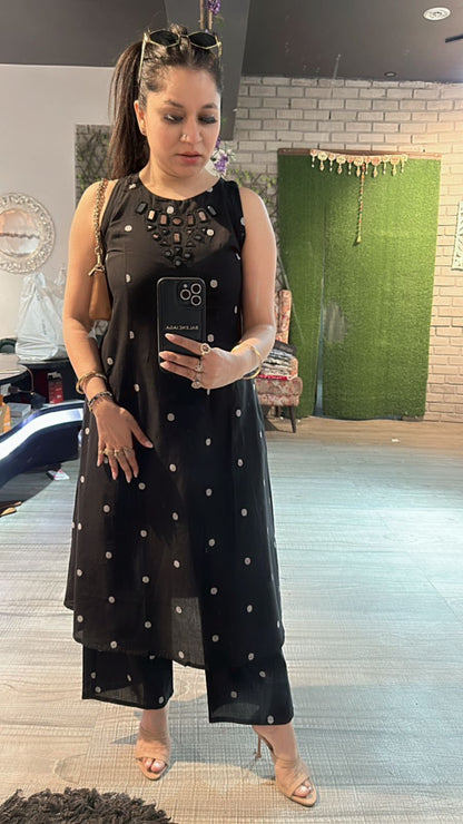 Anjum Black polka Mirror cordset