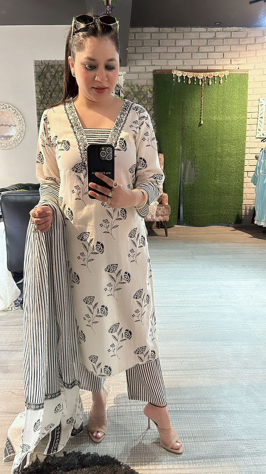 Yaqoob Black Ivory cotton suit