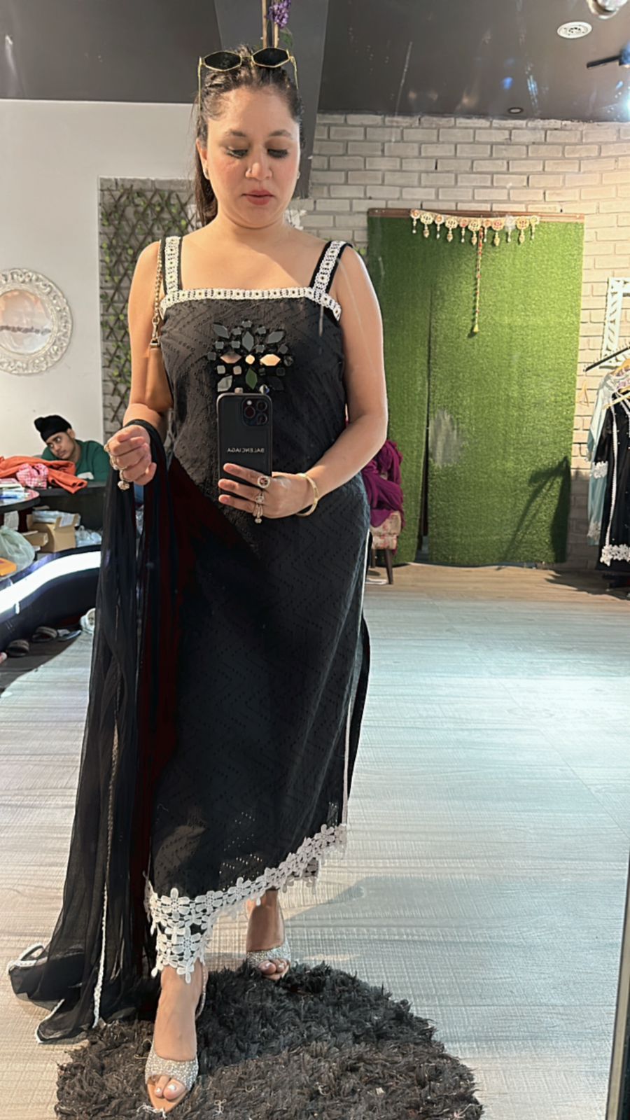 Black Amber schiffli suit