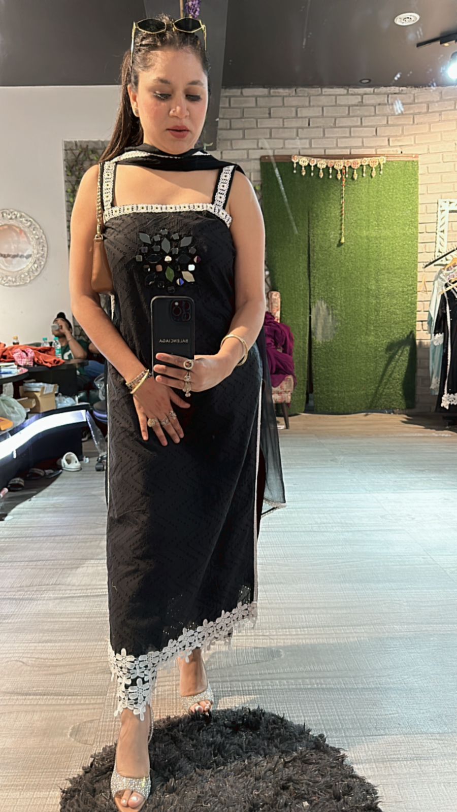 Black Amber schiffli suit
