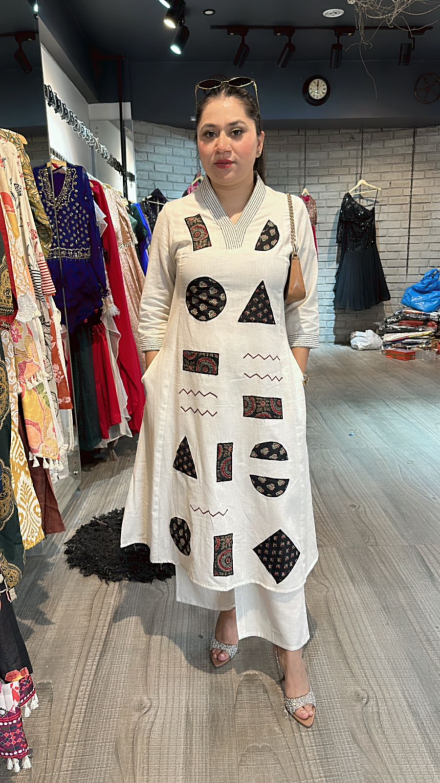 Geometric ivory Black cordset
