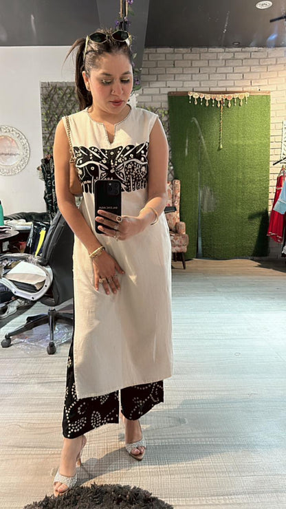 Bandhani ivory Black cordset