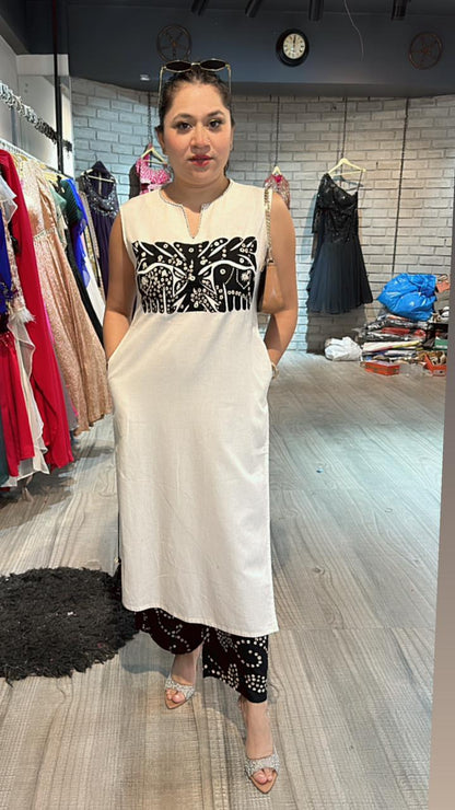 Bandhani ivory Black cordset