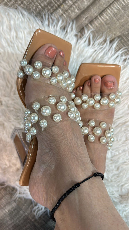 Pearl Zara strip heels