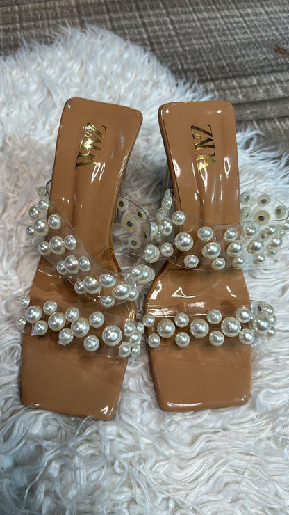 Pearl Zara strip heels
