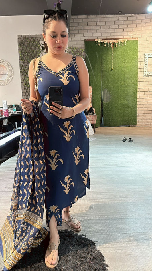 Deepika Strapy electric Blue suit