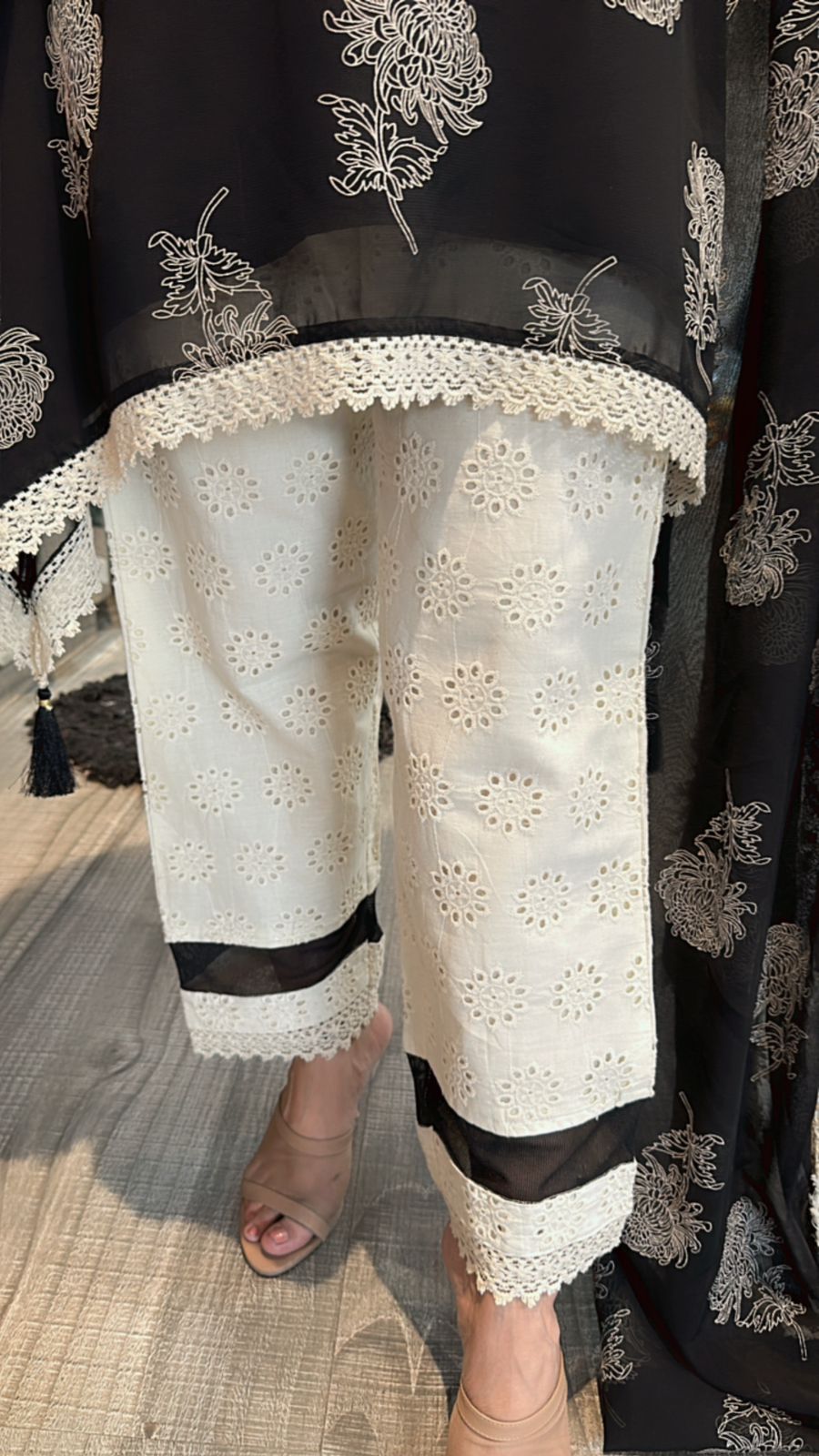Carbon printed Black white suit