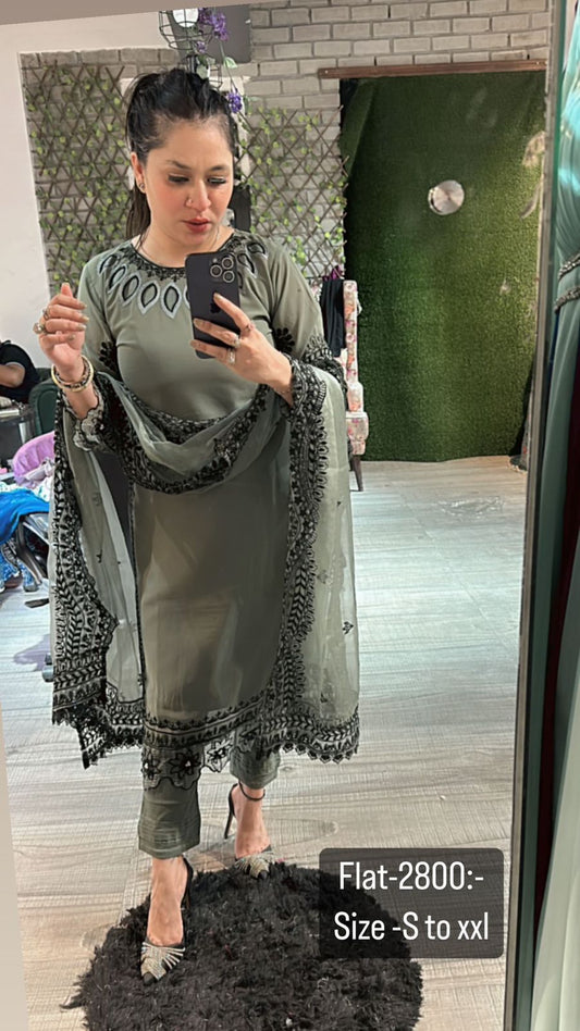 Mirza Diaries olive green suit