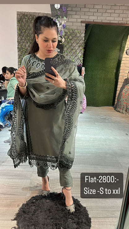 Mirza Diaries olive green suit