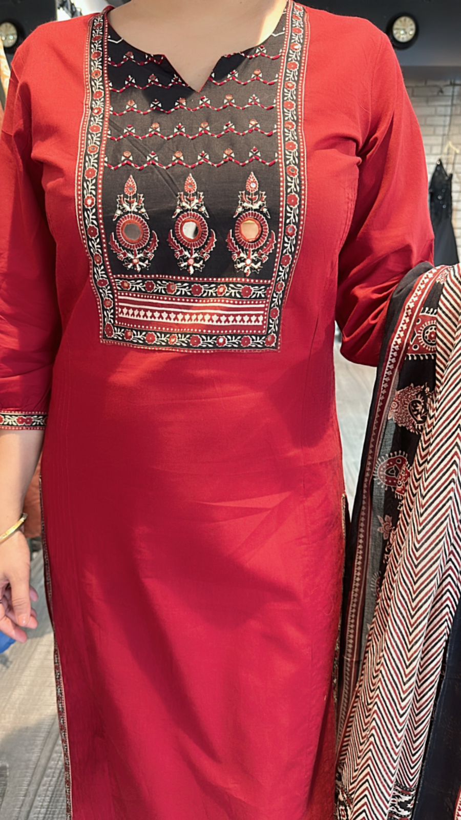 Johri Mahroon Mirror Block print suit