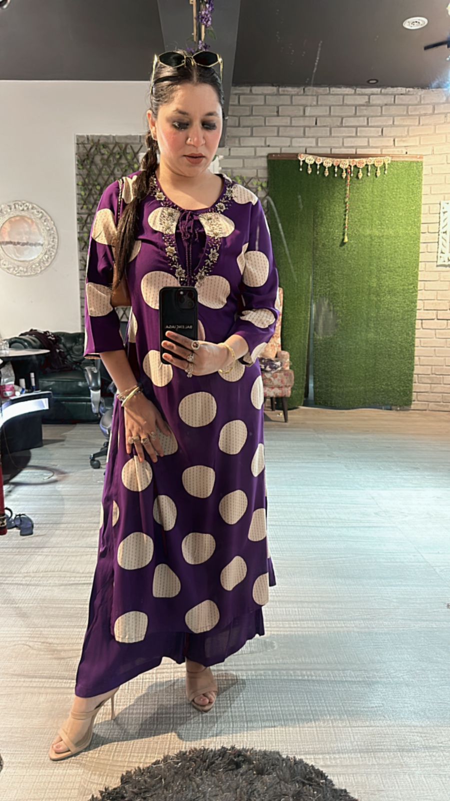 Eggplant polka 3pc cordset