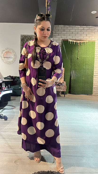 Eggplant polka 3pc cordset