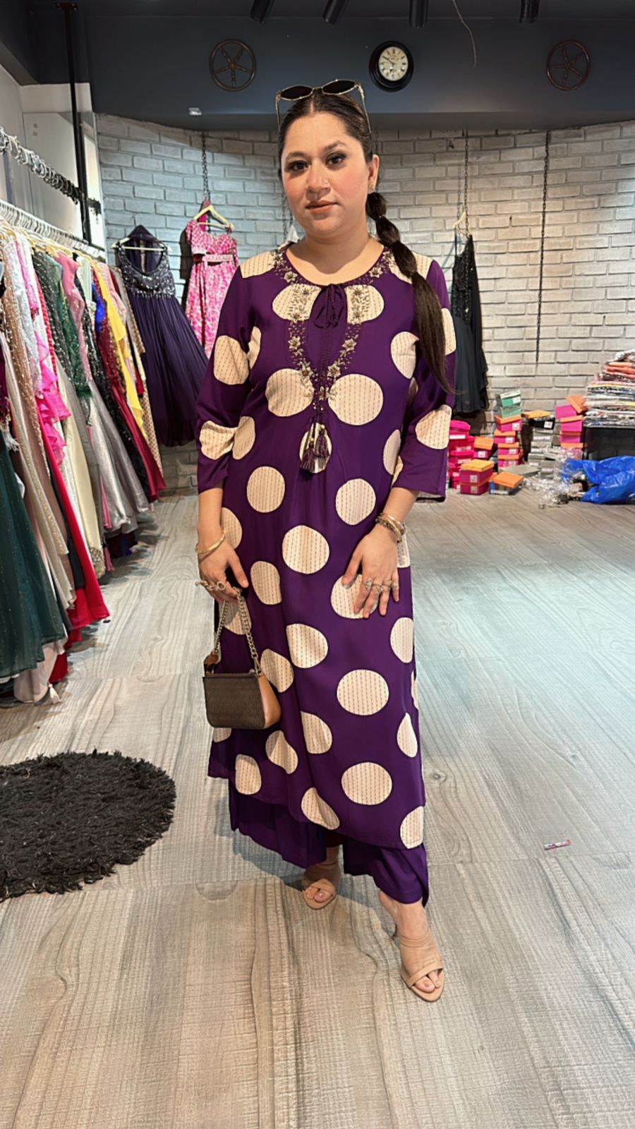 Eggplant polka 3pc cordset