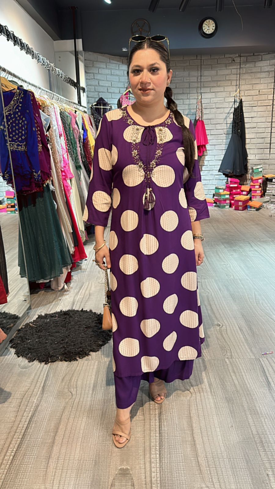 Eggplant polka 3pc cordset