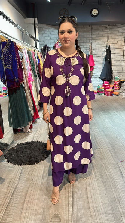 Eggplant polka 3pc cordset