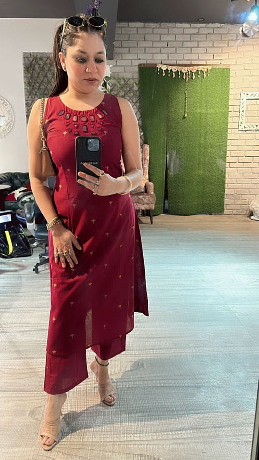 Anjum 2.0 Mahroon Mirror cordset
