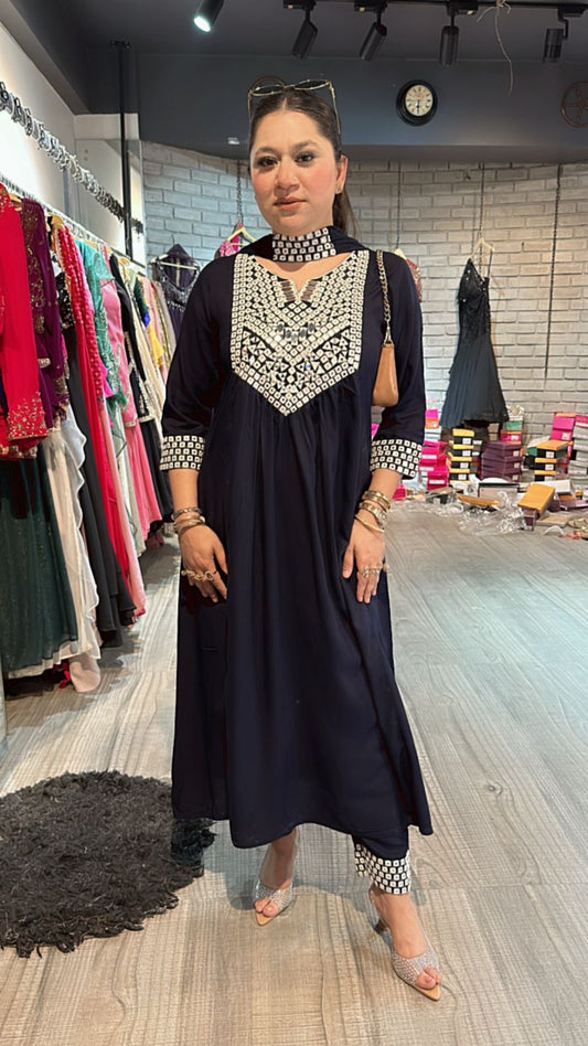 Mehra Navy blue Mirror suit