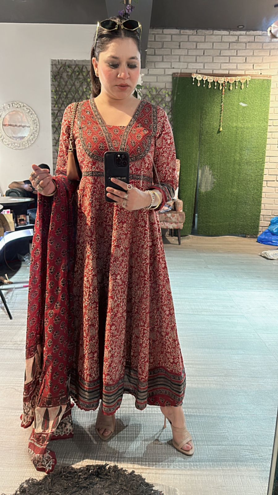 Aditi Rao Mahroon printed Anarkali suit