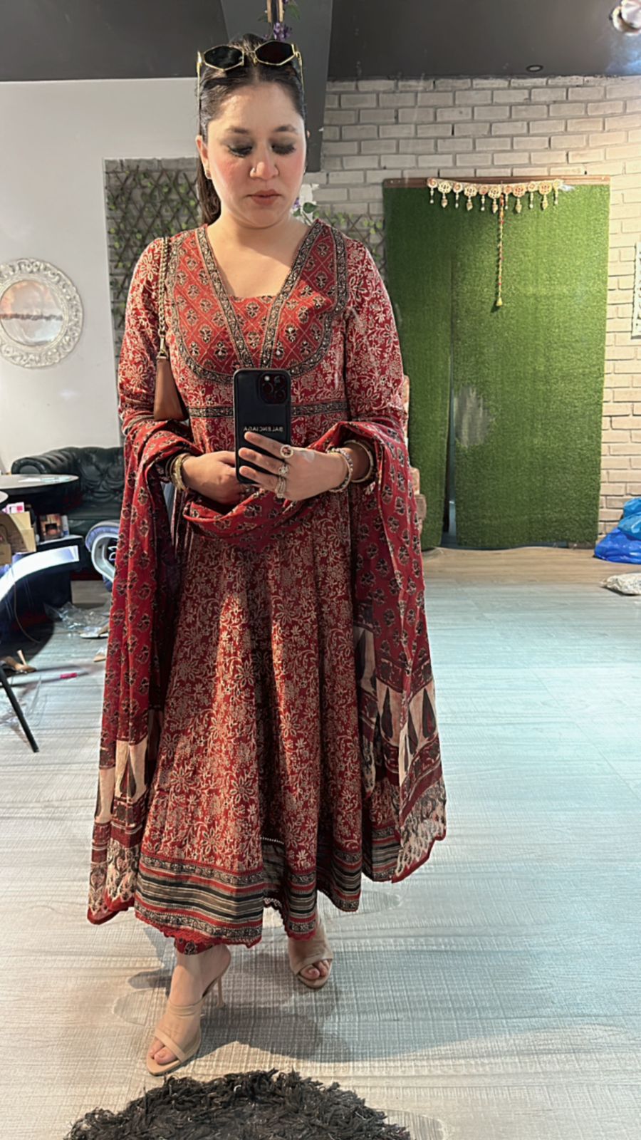 Aditi Rao Mahroon printed Anarkali suit