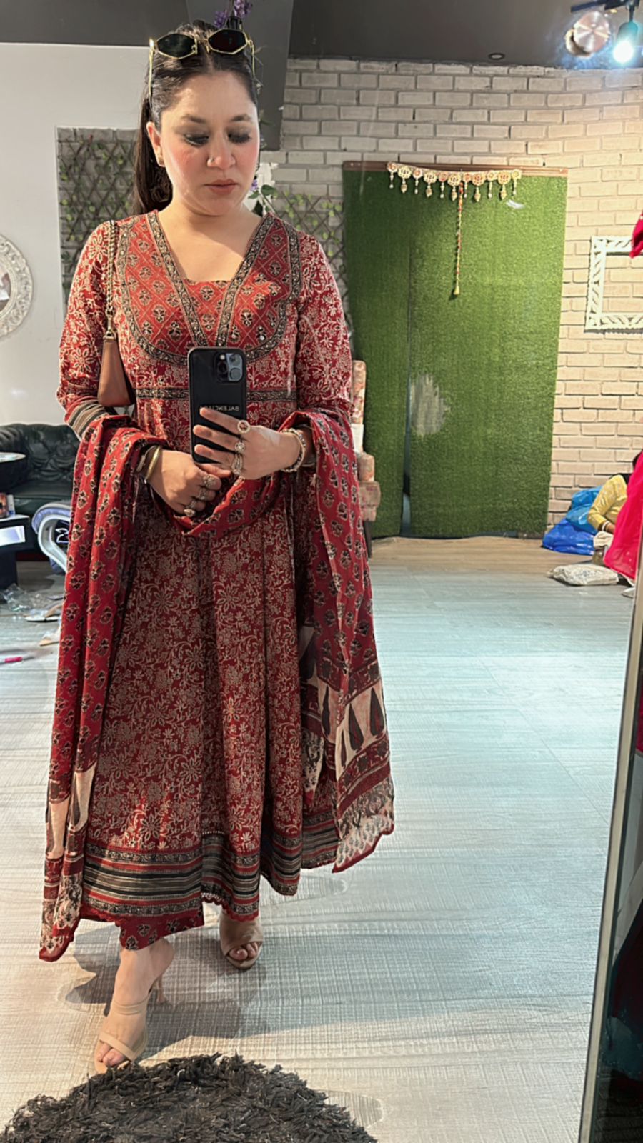 Aditi Rao Mahroon printed Anarkali suit