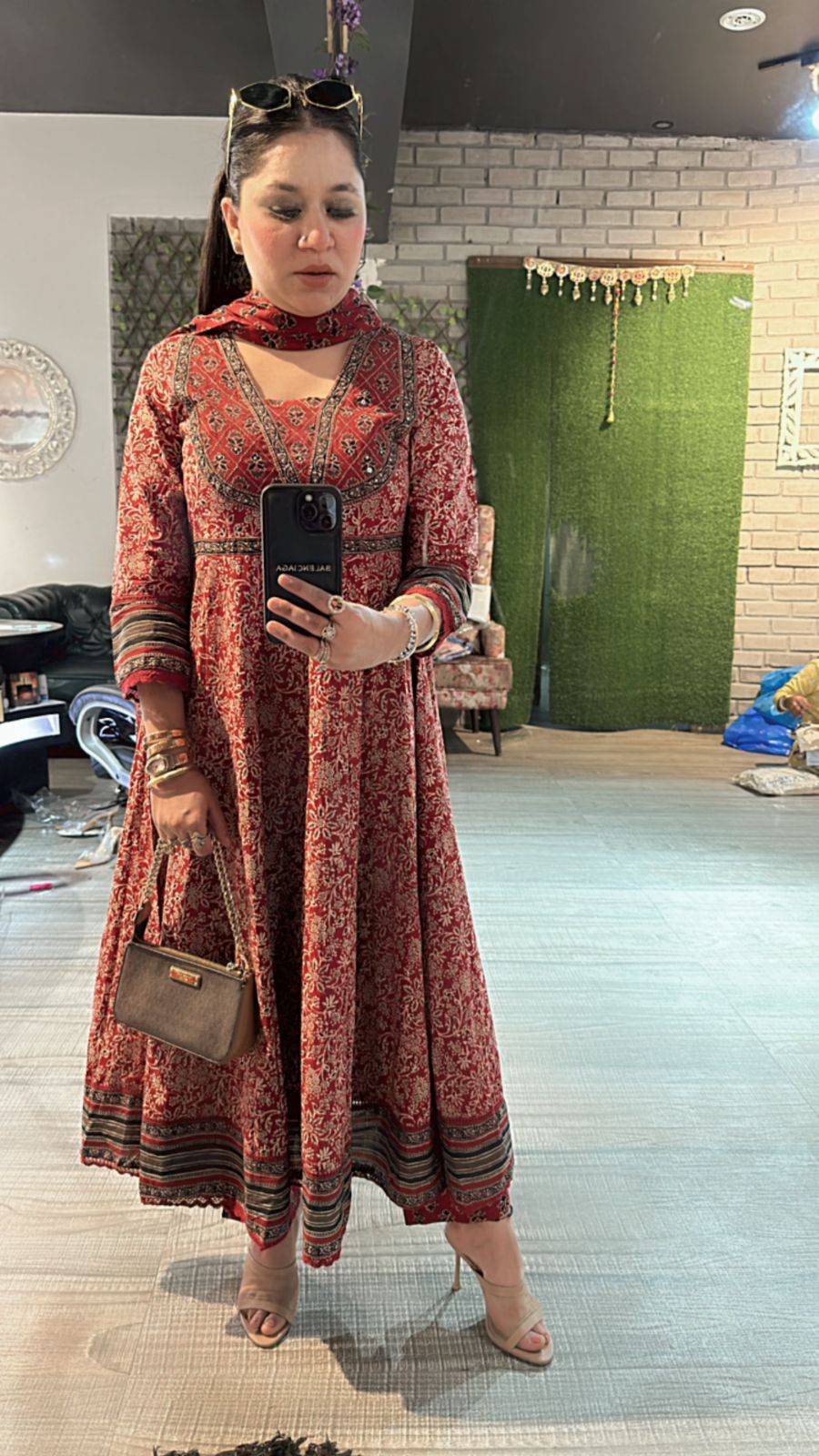 Aditi Rao Mahroon printed Anarkali suit