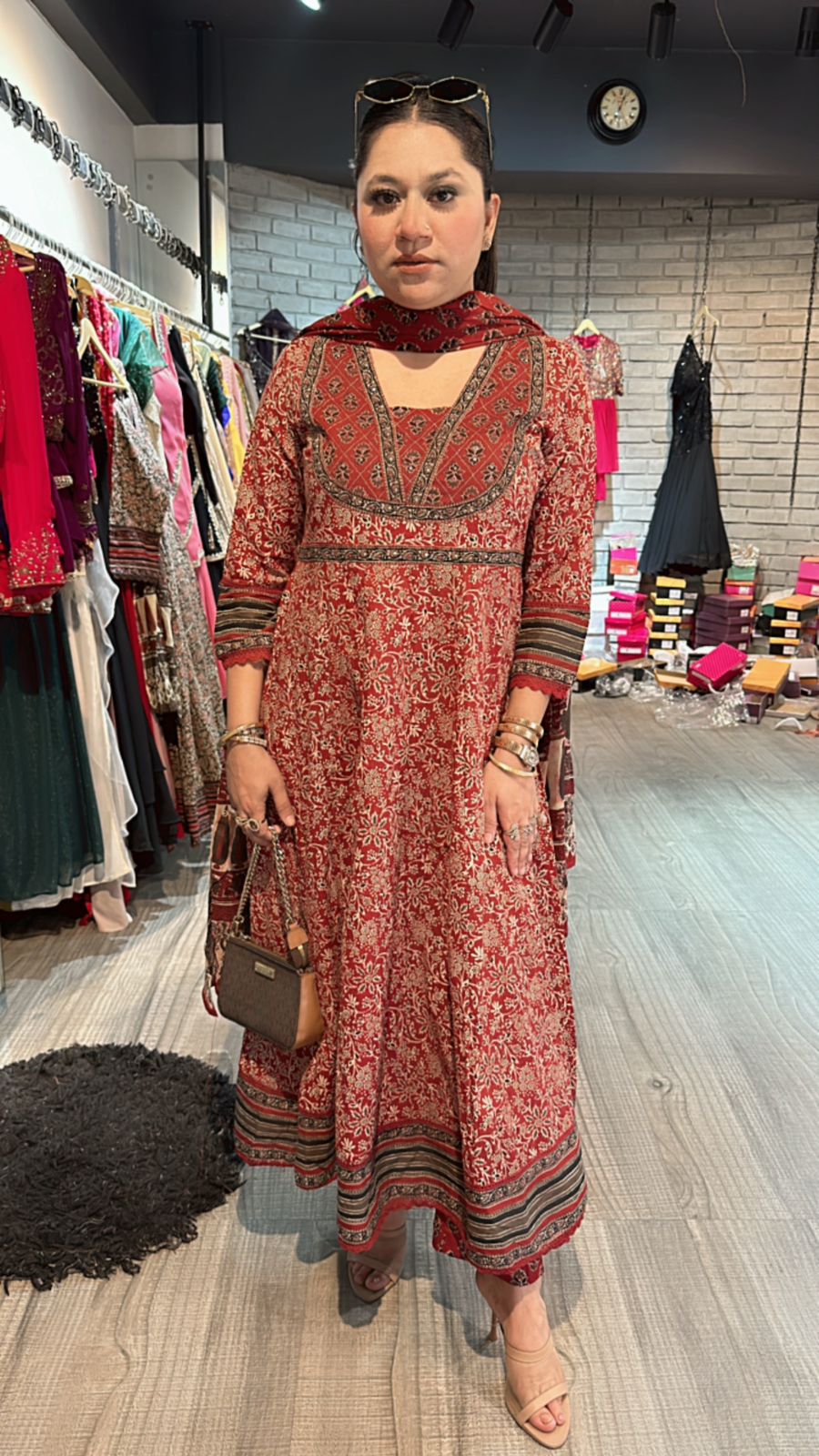 Aditi Rao Mahroon printed Anarkali suit