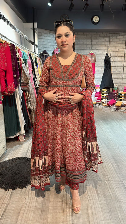 Aditi Rao Mahroon printed Anarkali suit
